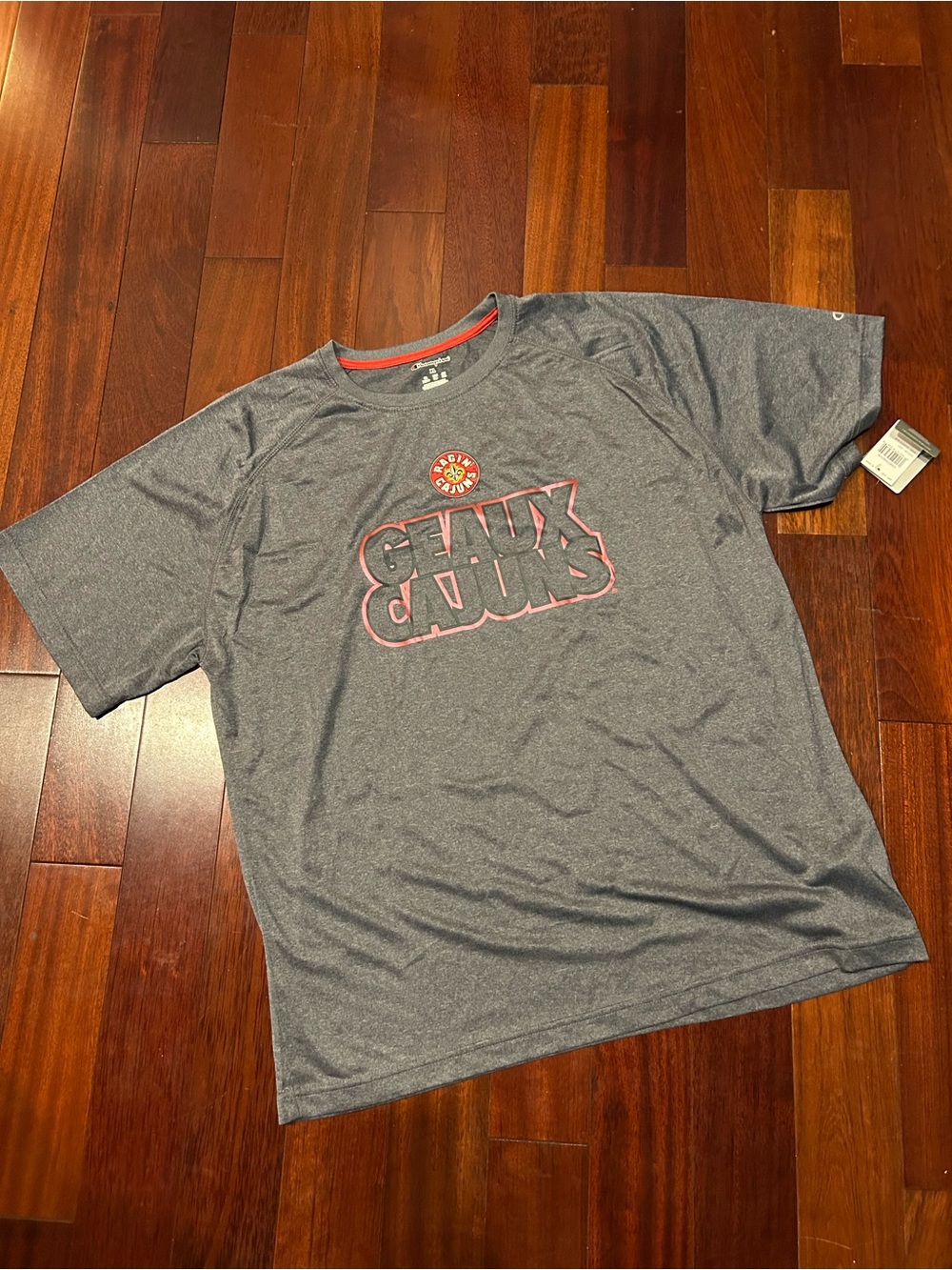 NWT Champion Gray 'Geaux Cajuns' Ragin Athletic Tee Jersey Mens ULL Lafayette